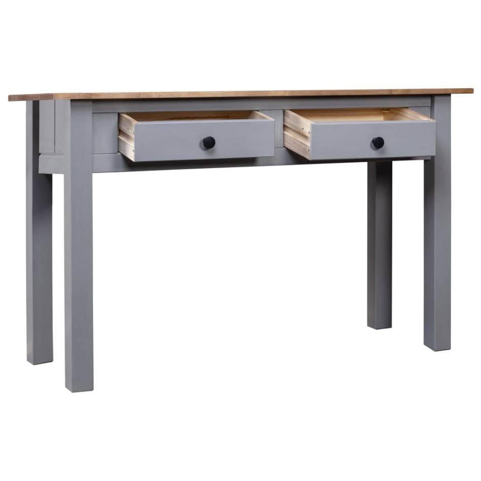 Mesa consola madera maciza pino estilo Panamá gris 110x40x72