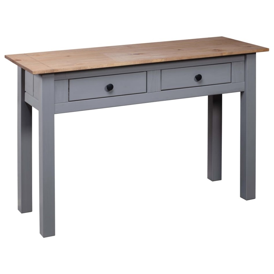 Mesa consola madera maciza pino estilo Panamá gris 110x40x72