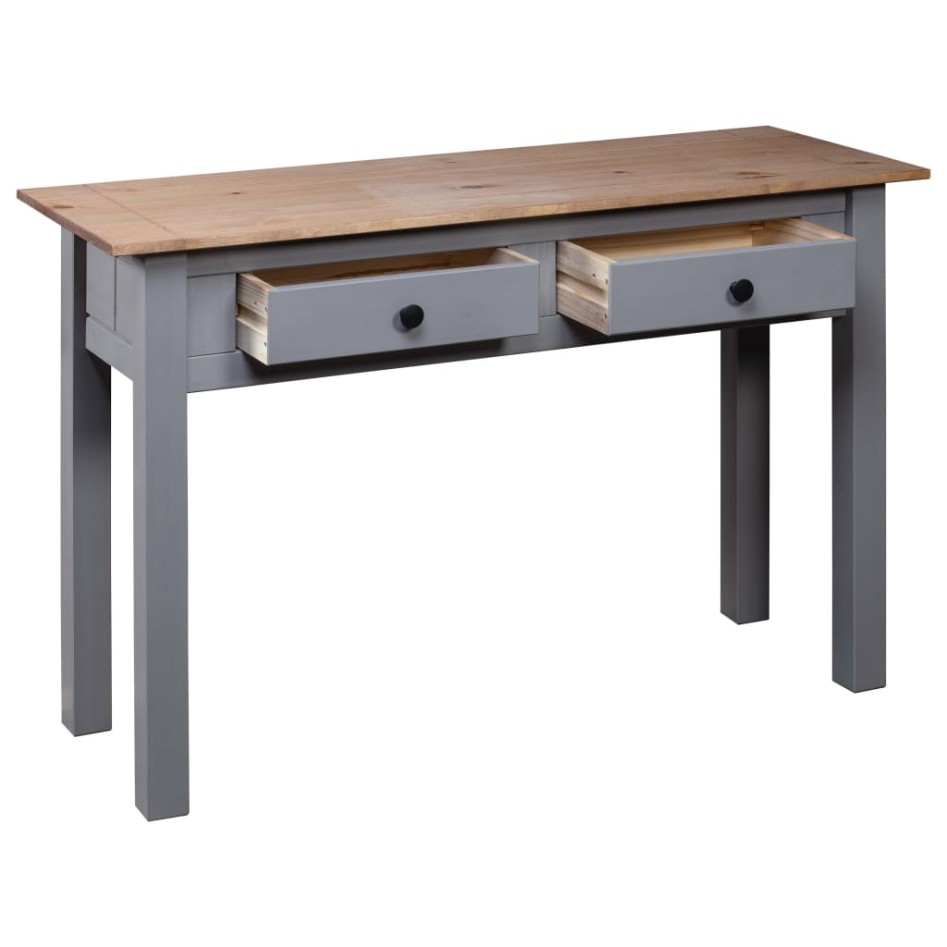 Mesa consola madera maciza pino estilo Panamá gris 110x40x72