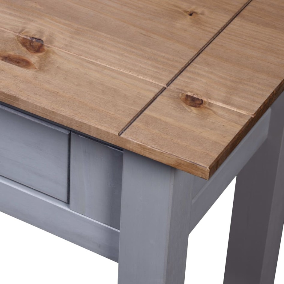 Mesa consola madera maciza pino estilo Panamá gris 110x40x72