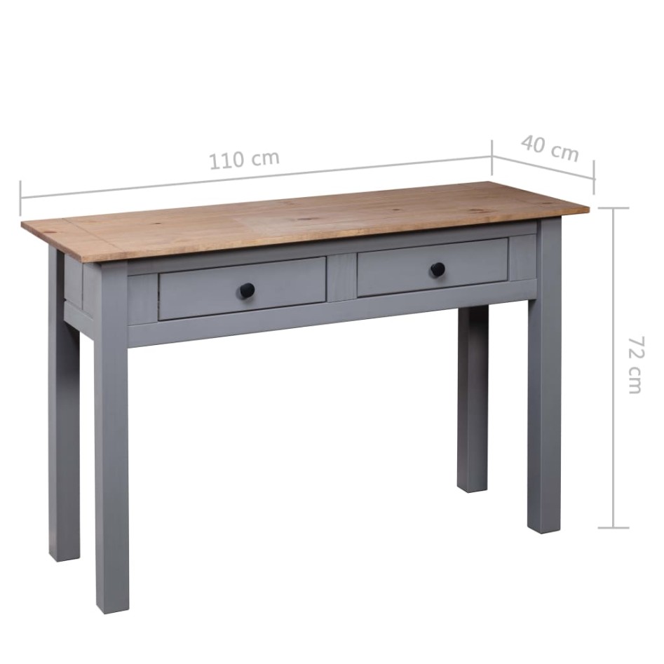 Mesa consola madera maciza pino estilo Panamá gris 110x40x72