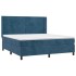 Cama box spring colchón y LED terciopelo azul oscuro 160x200