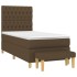 Cama box spring con colchón tela marrón oscuro 90x200