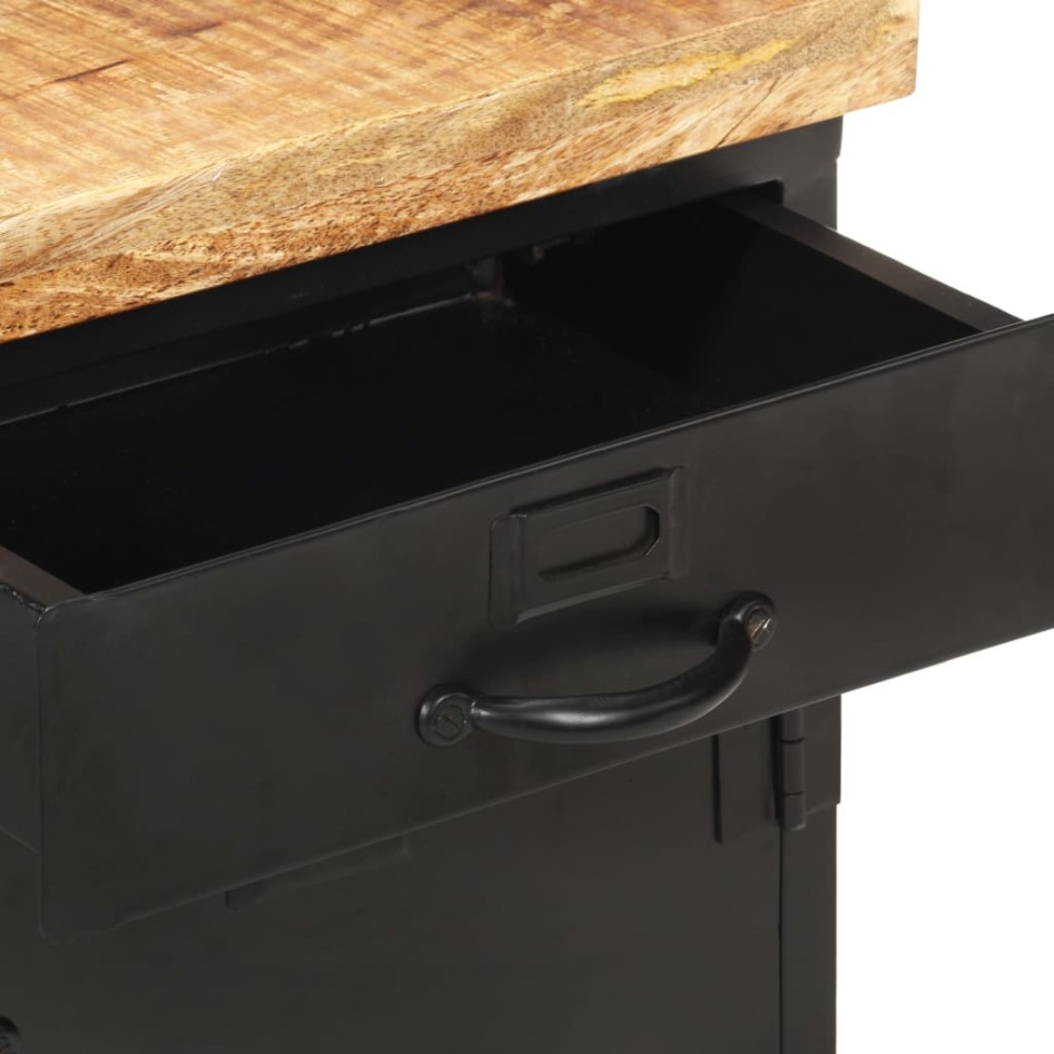 Mesita de noche de madera maciza de mango rugosa 40x30x52