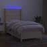 Cama box spring colchón y luces LED tela color crema 90x190