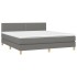 Cama box spring con colchón y LED tela gris oscuro 180x200