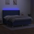 Cama box spring colchón y luces LED tela azul 160x200