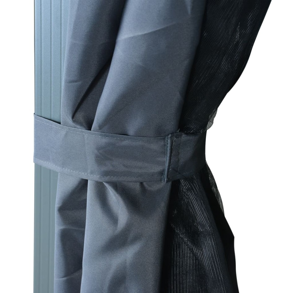 Cenador con cortina gris antracita aluminio 400x300