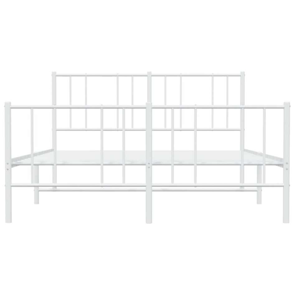 Estructura cama metal con cabecero y estribo blanco 140x200