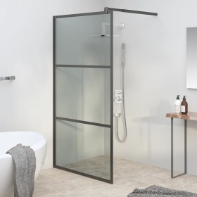Mampara de ducha accesible vidrio ESG oscuro negro 100x195