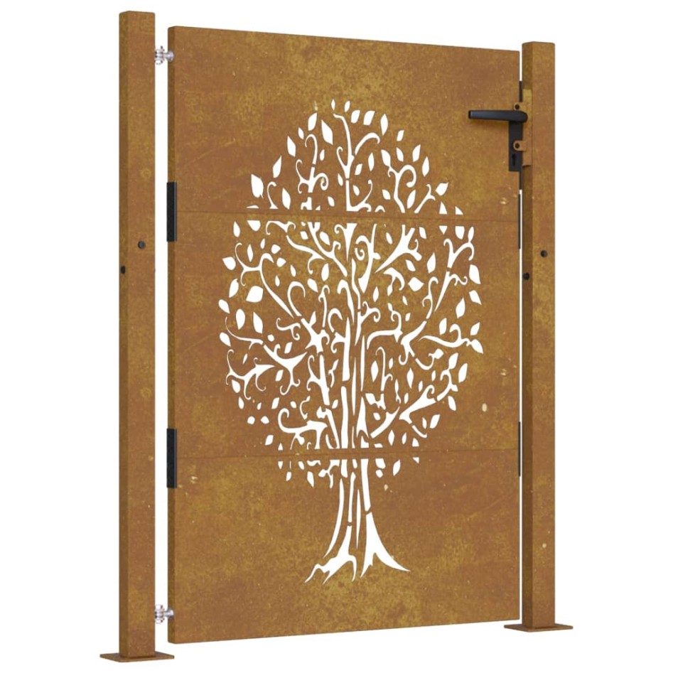 Puerta de jardín acero corten diseño árbol 105x155