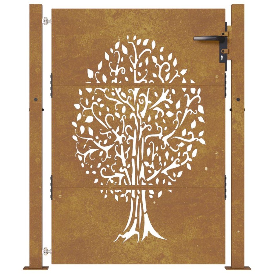 Puerta de jardín acero corten diseño árbol 105x155