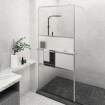 Mampara ducha con estante vidrio ESG y aluminio cromo 100x195cm