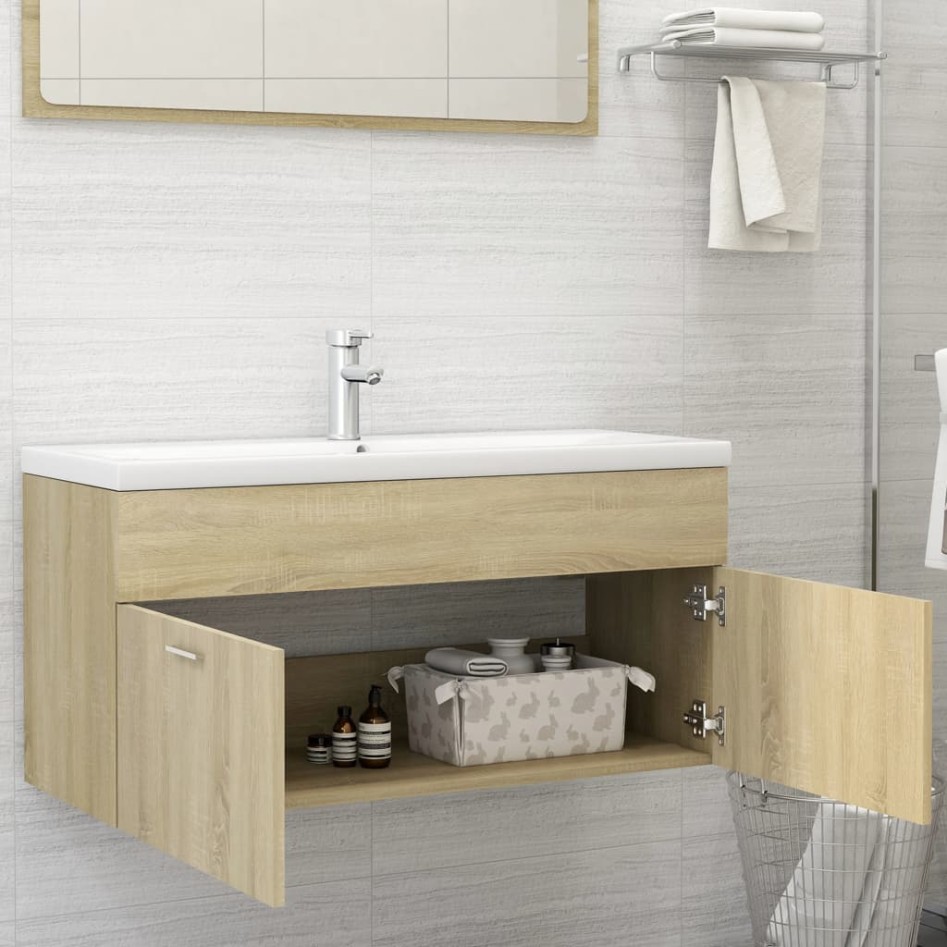 Mueble con lavabo madera de ingeniería roble
