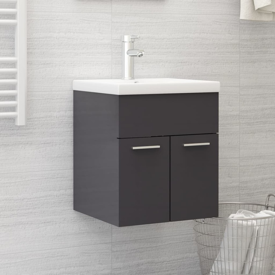 Mueble con lavabo madera de ingeniería gris