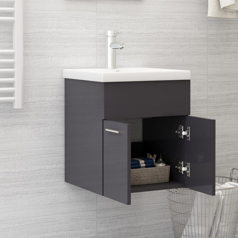 Mueble con lavabo madera de ingeniería gris