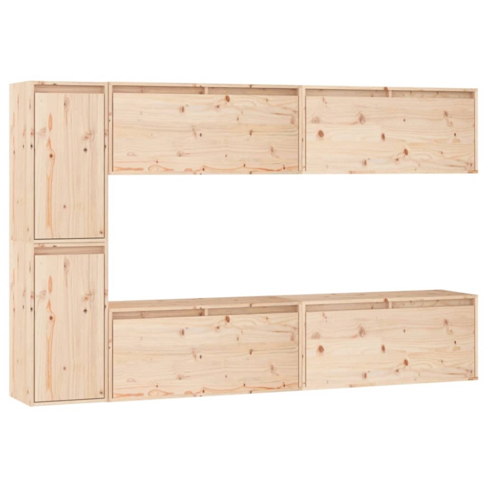 Muebles para TV 6 piezas madera maciza de