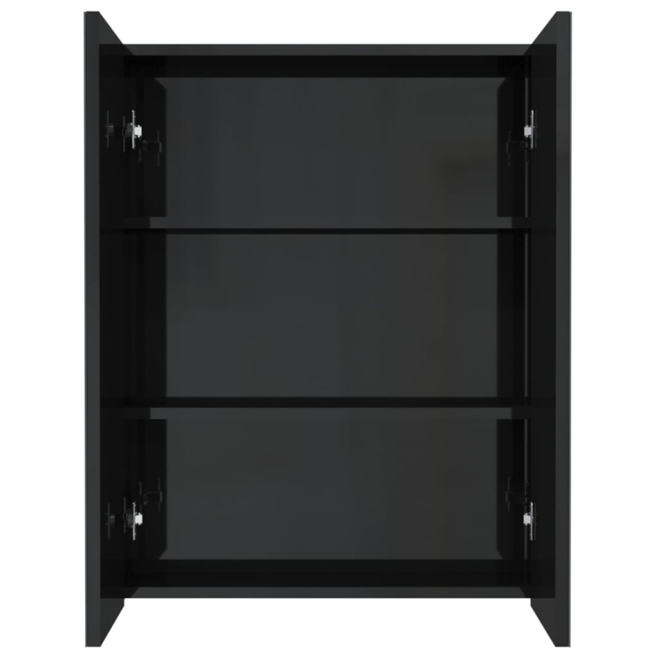 Armario de espejo de baño MDF negro brillante 60x15x75