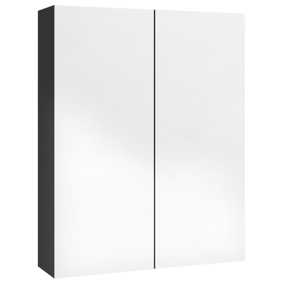 Armario de espejo de baño MDF negro brillante 60x15x75