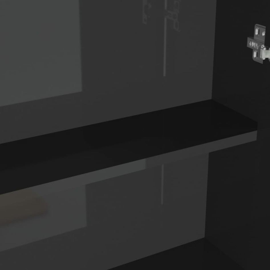 Armario de espejo de baño MDF negro brillante 60x15x75