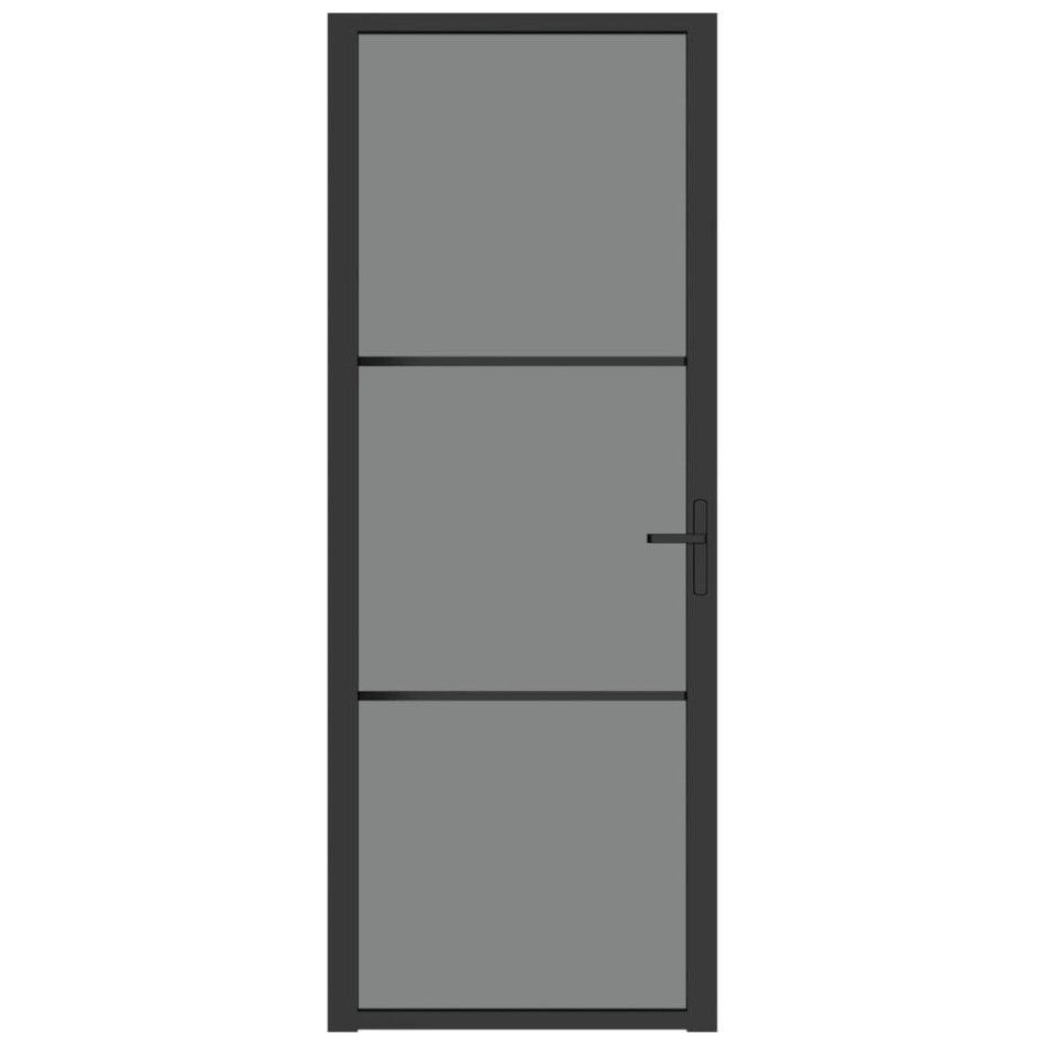 Puerta interior vidrio EGS y aluminio negro 76x201,5