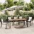 Mesa de jardín ratán PE negro y superficie madera maciza