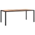 Mesa de jardín ratán PE negro y superficie madera maciza