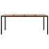 Mesa de jardín ratán PE negro y superficie madera maciza