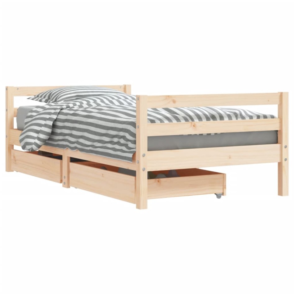 Estructura de cama infantil con cajones madera de pino