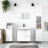 Armario de baño madera contrachapada blanco brillo 65x33x60