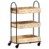 Carro de cocina de 3 niveles madera maciza de mango 46x30x76