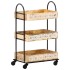 Carro de cocina de 3 niveles madera maciza de mango 46x30x76