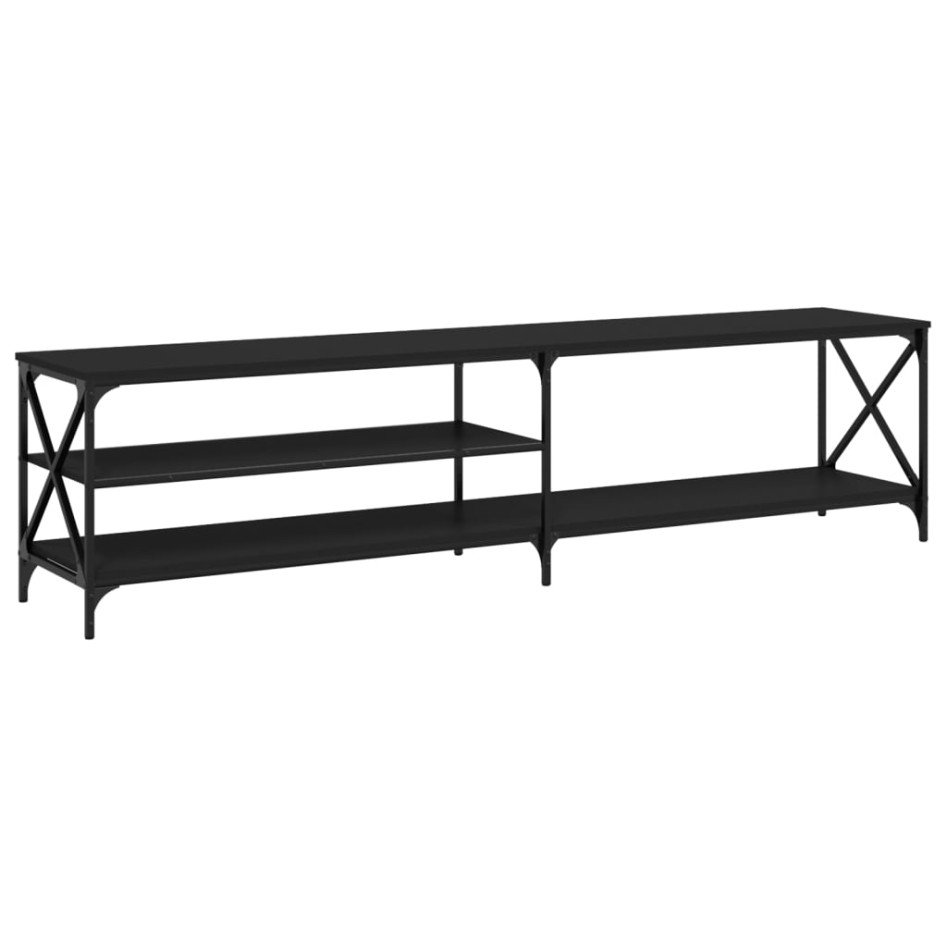 Mueble para TV metal y madera contrachapada negro 200x40x50