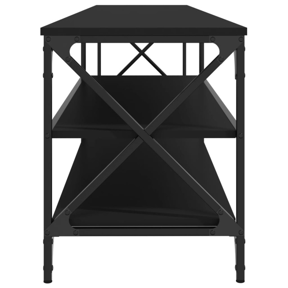 Mueble para TV metal y madera contrachapada negro 200x40x50