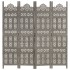 Biombo 4 paneles tallado a mano madera mango gris 160x165