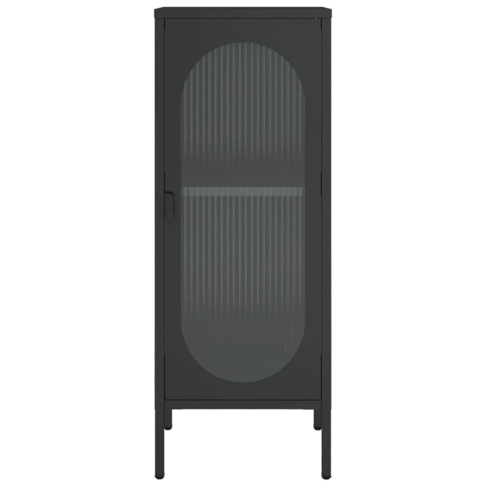 Aparador alto vidrio y acero negro 40x35x105