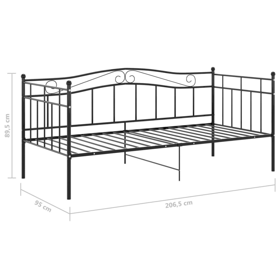 Estructura de sofá cama sin colchón metal negro 90x200