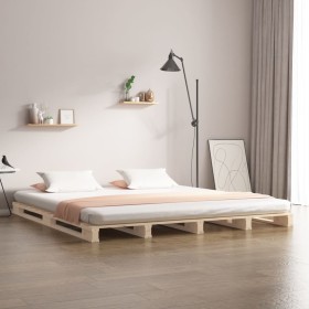 Cama de palets madera maciza de pino King Size 150x200