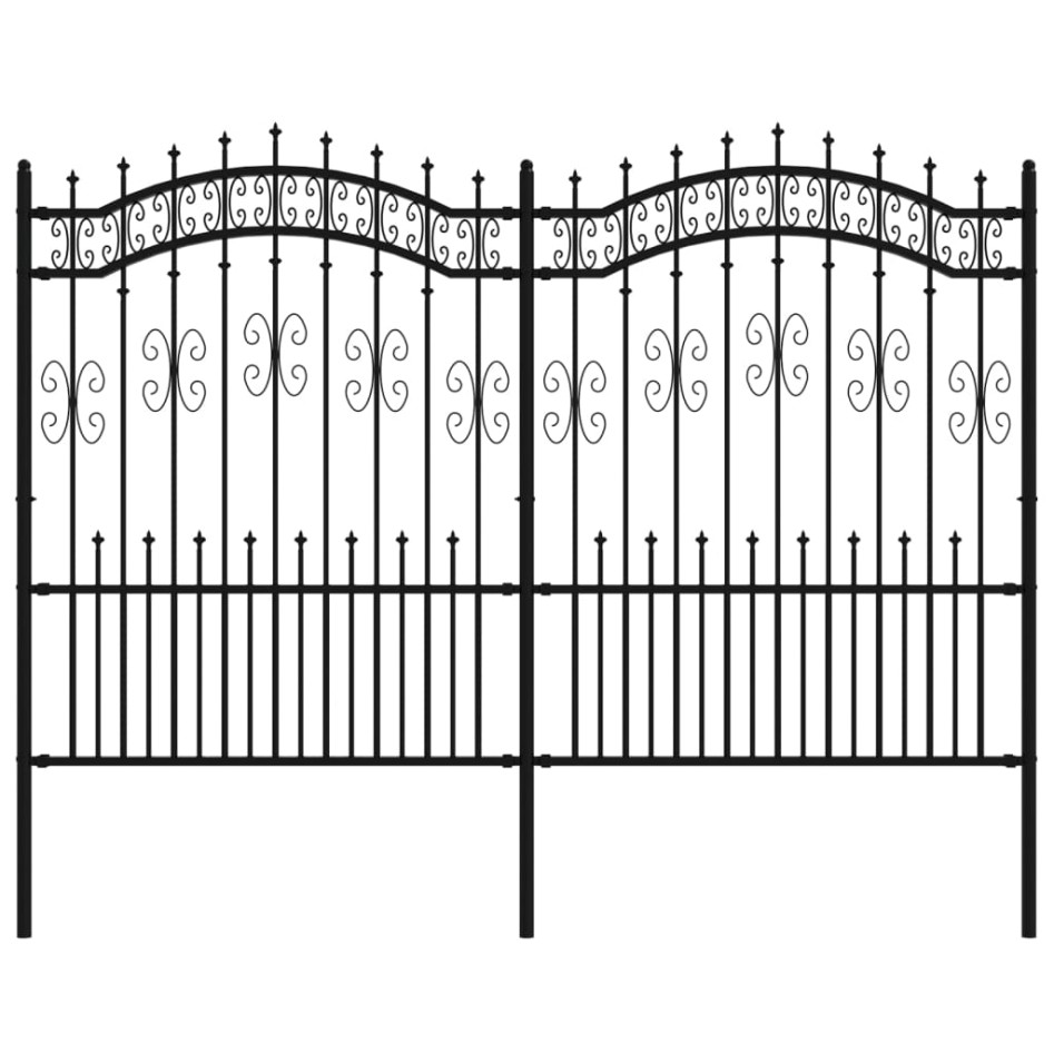 Valla de jardín con punta de lanza acero recubierto negro