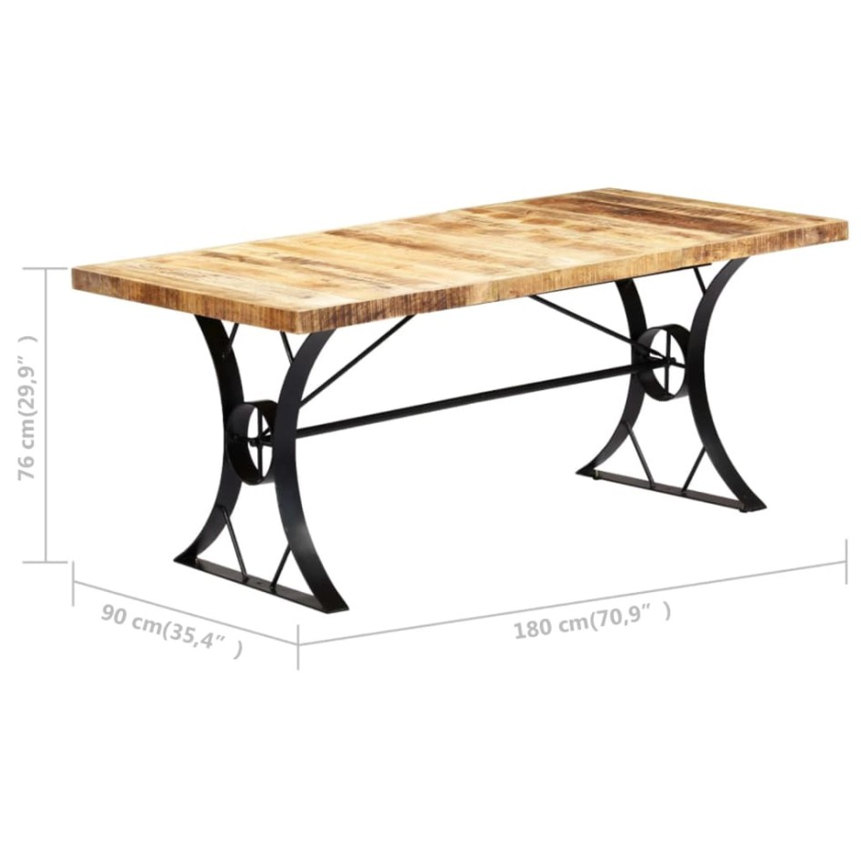 Mesa de comedor de madera maciza de mango 180x90x76