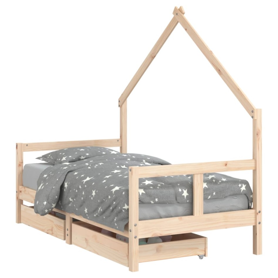 Estructura de cama infantil con cajones madera de pino