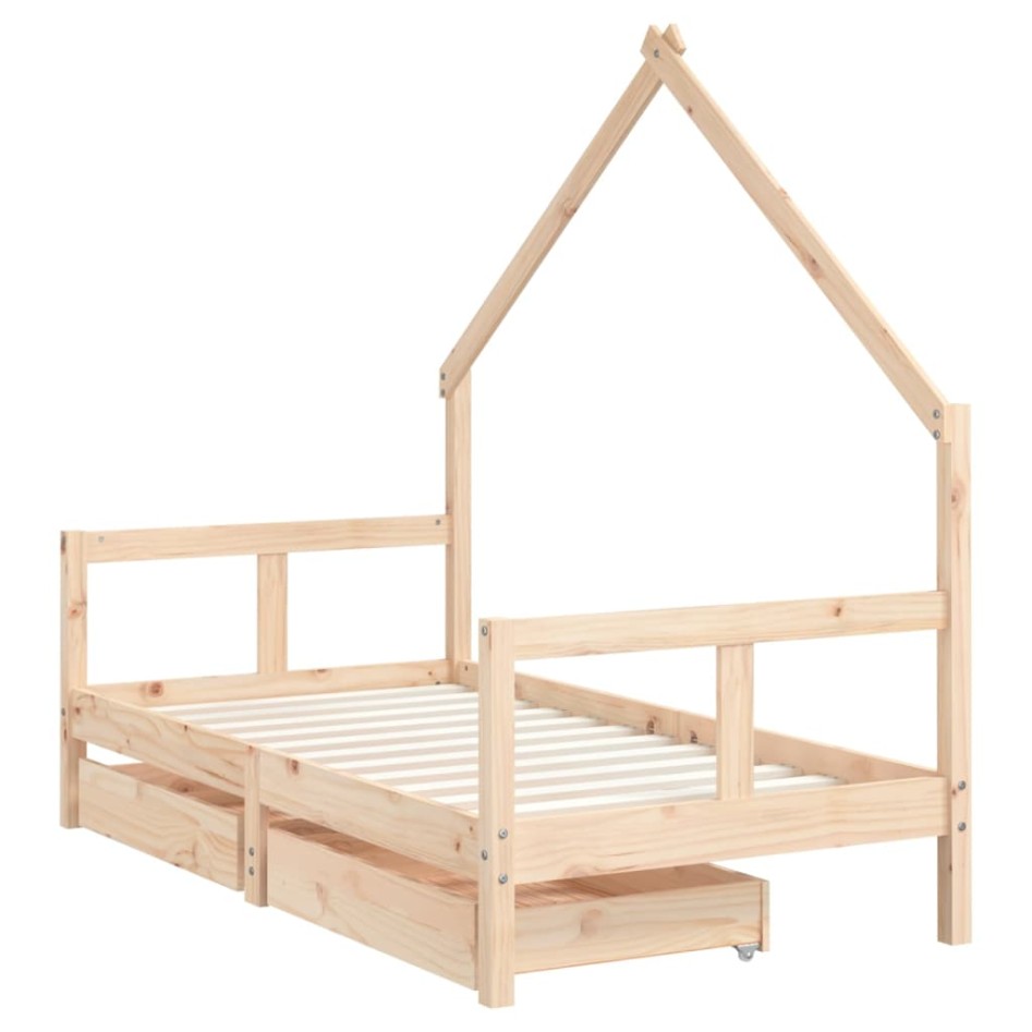 Estructura de cama infantil con cajones madera de pino