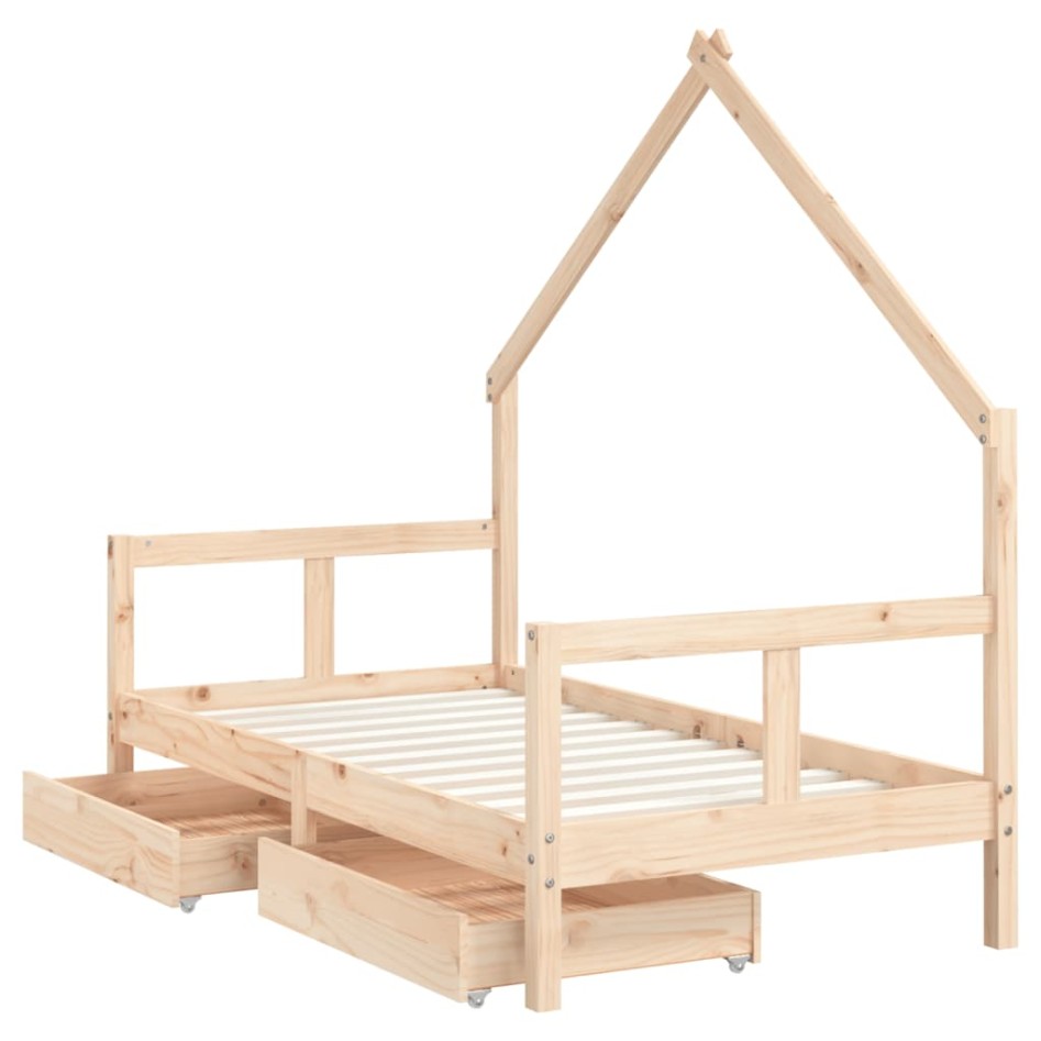 Estructura de cama infantil con cajones madera de pino