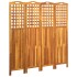 Biombo de 4 paneles madera maciza de acacia 121x2x120