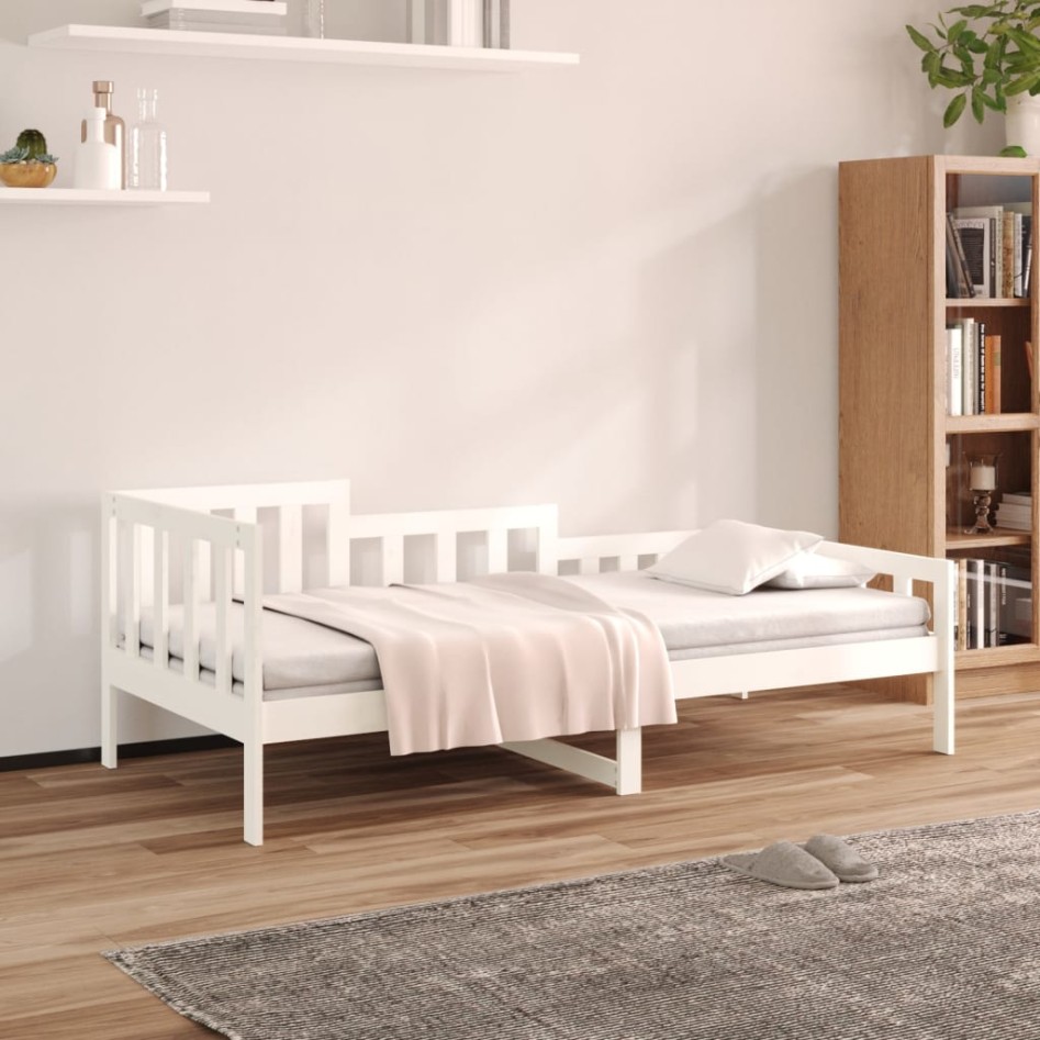 Sofá cama sin colchón madera maciza de pino blanco 90x190