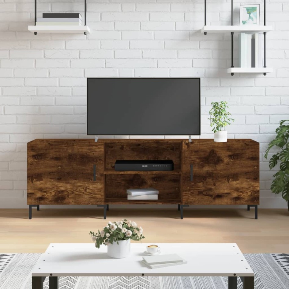 Mueble de TV madera de ingeniería roble ahumado 150x30x50