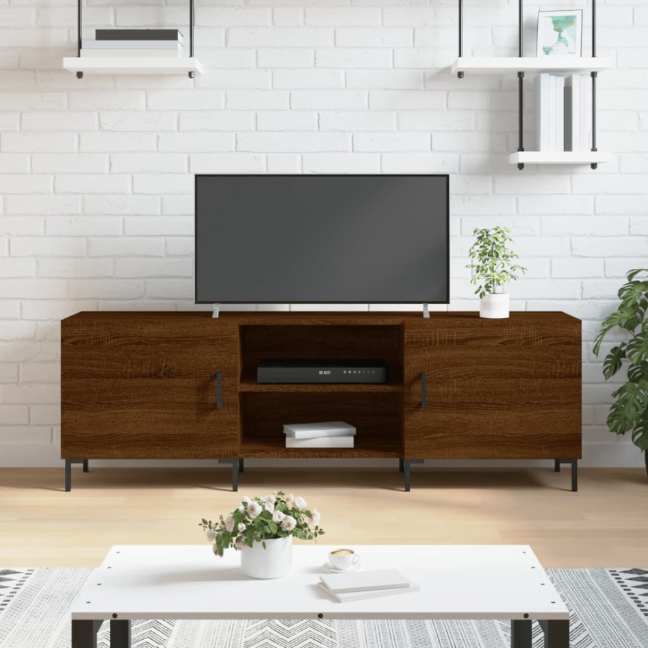 Mueble de TV madera de ingeniería roble marrón 150x30x50
