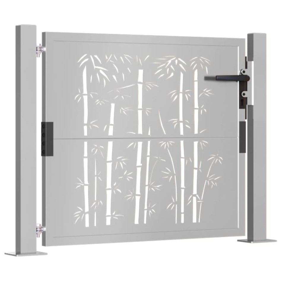 Puerta de jardín acero corten diseño bambú 105x105