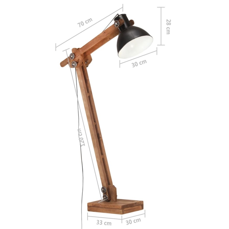 Lámpara de pie madera maciza de mango negro