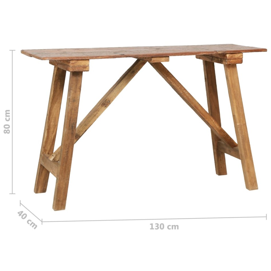 Mesa consola de madera reciclada mixta 130x40x80